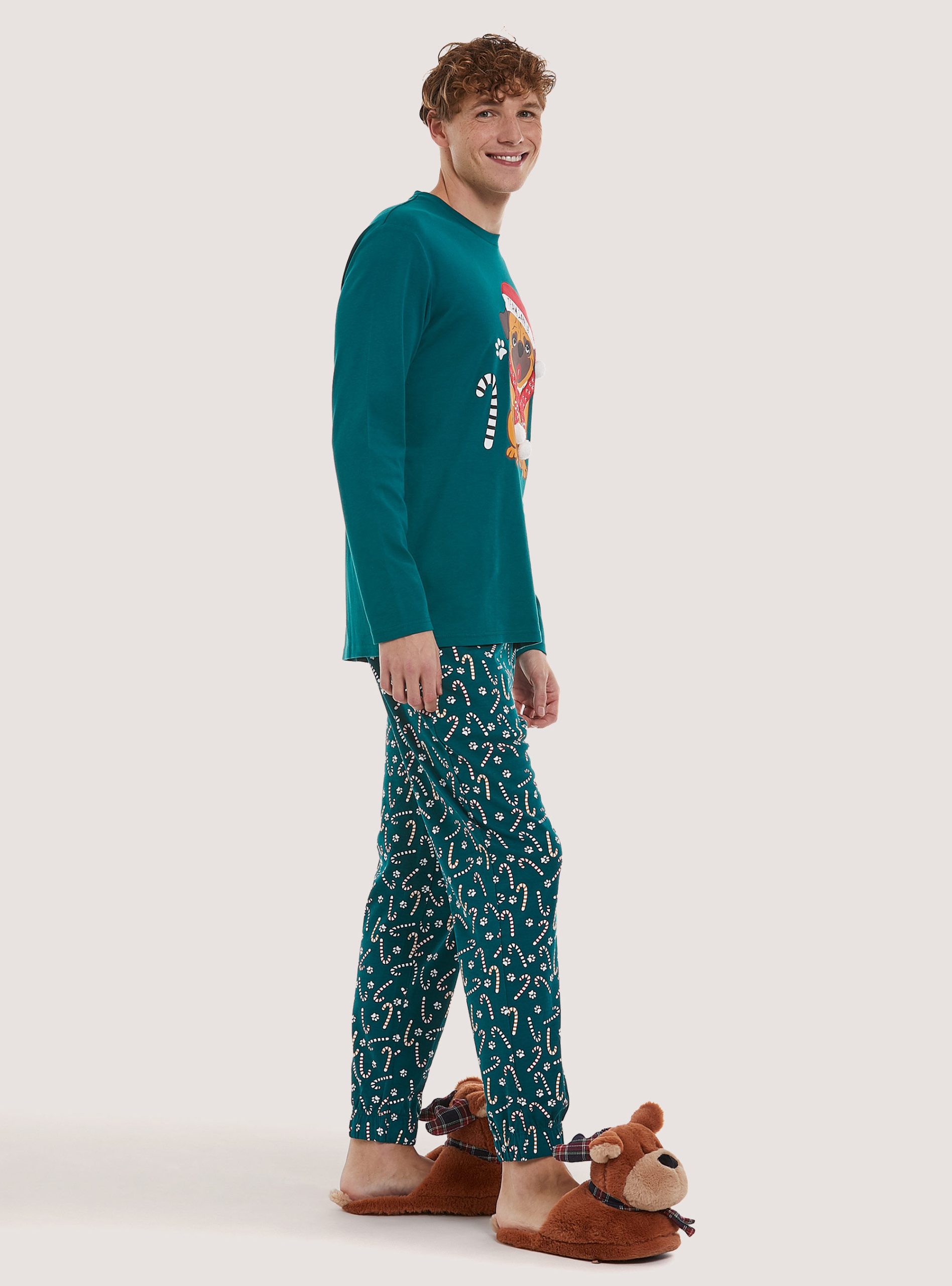 Männer Neues Produkt Pigiama Natale Con Stampa Pijamas Alcott Gn1 Green Dark – 2
