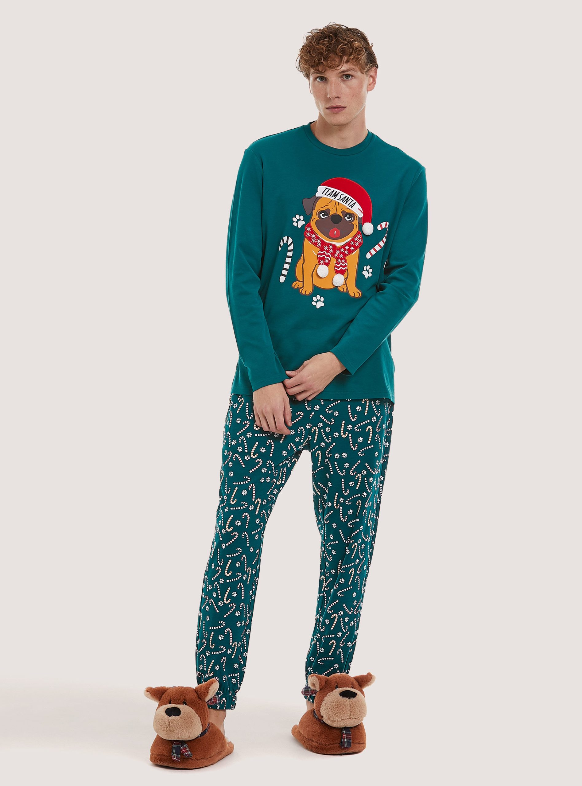 Männer Neues Produkt Pigiama Natale Con Stampa Pijamas Alcott Gn1 Green Dark – 1