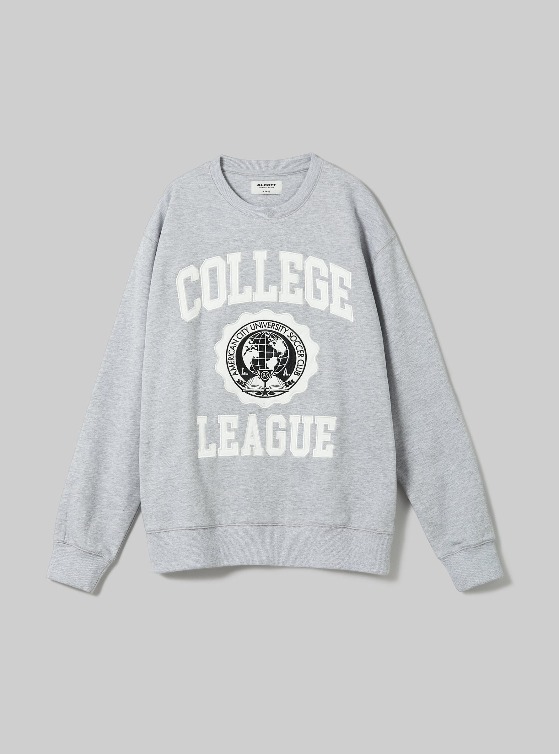 Männer Sweatshirts Sonderrabatt Sweatshirt With College Patch Mgy2 Grey Mel Medium Alcott – 1