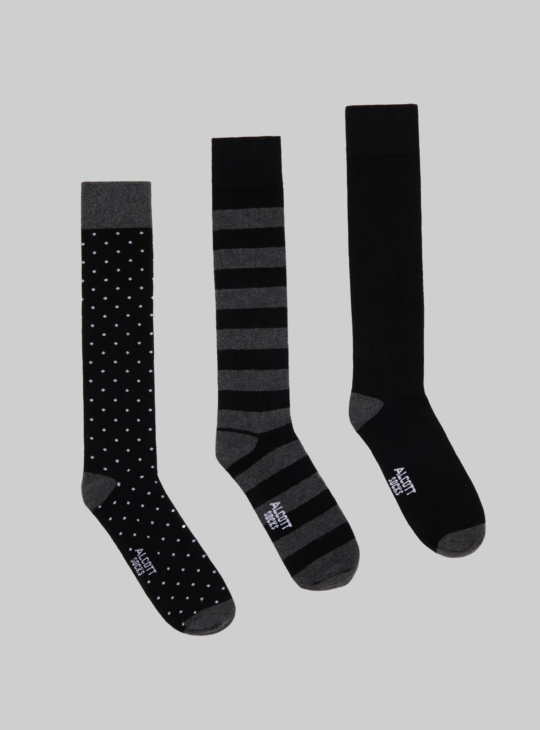Mgy1 Grey Mel Dark Socken Alcott Satz Von 3 Paar Gemusterten Socken Männer Verkauf – 1