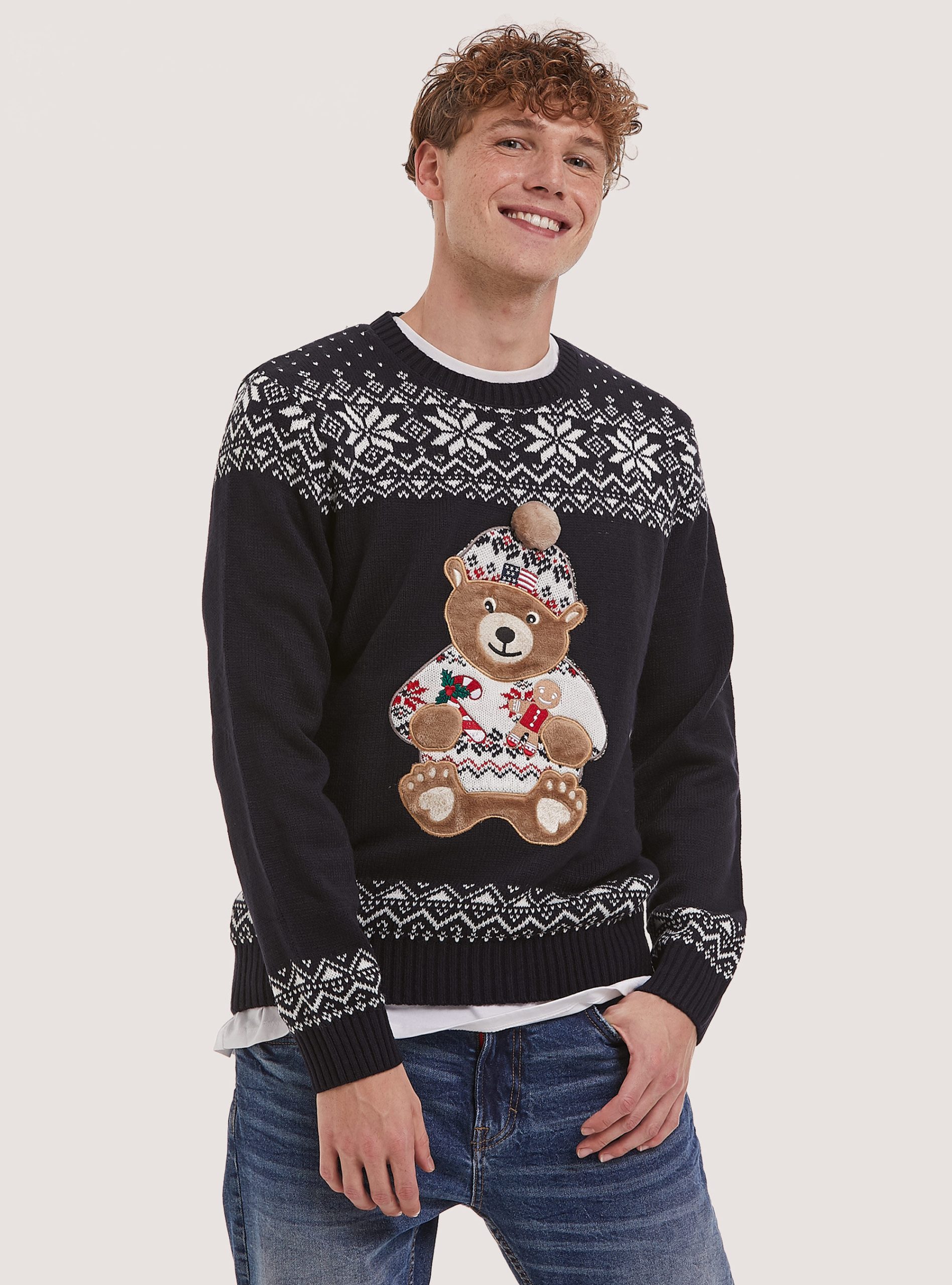 Na1 Navy Dark Alcott Online-Shop Christmas Family Collection Teddy Pullover Männer Strickwaren – 2