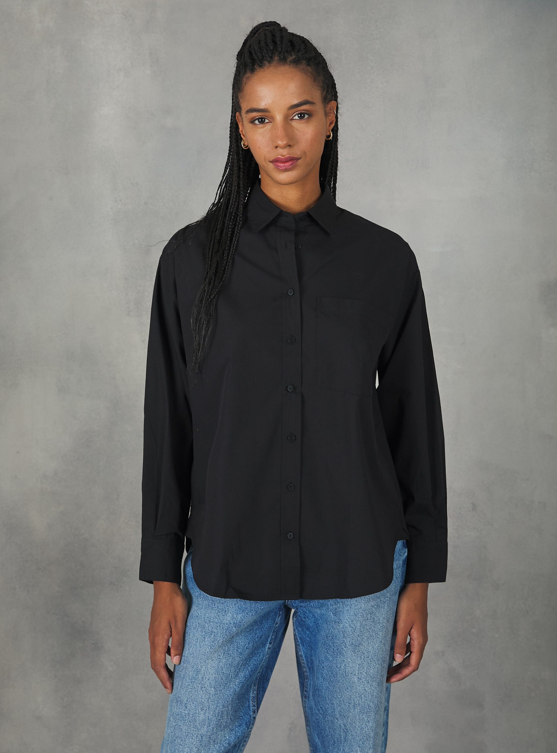 Oversize Cotton Shirt Alcott Frauen Hemden Haltbarkeit Bk1 Black – 2