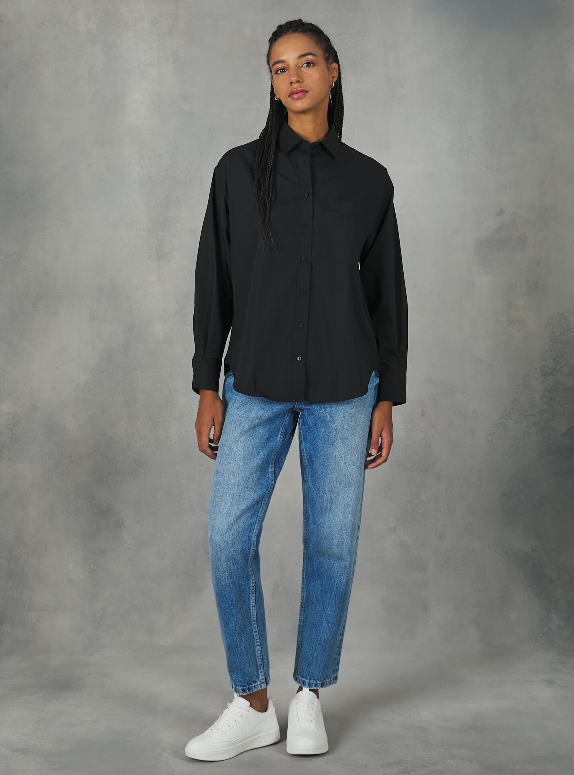 Oversize Cotton Shirt Alcott Frauen Hemden Haltbarkeit Bk1 Black – 1