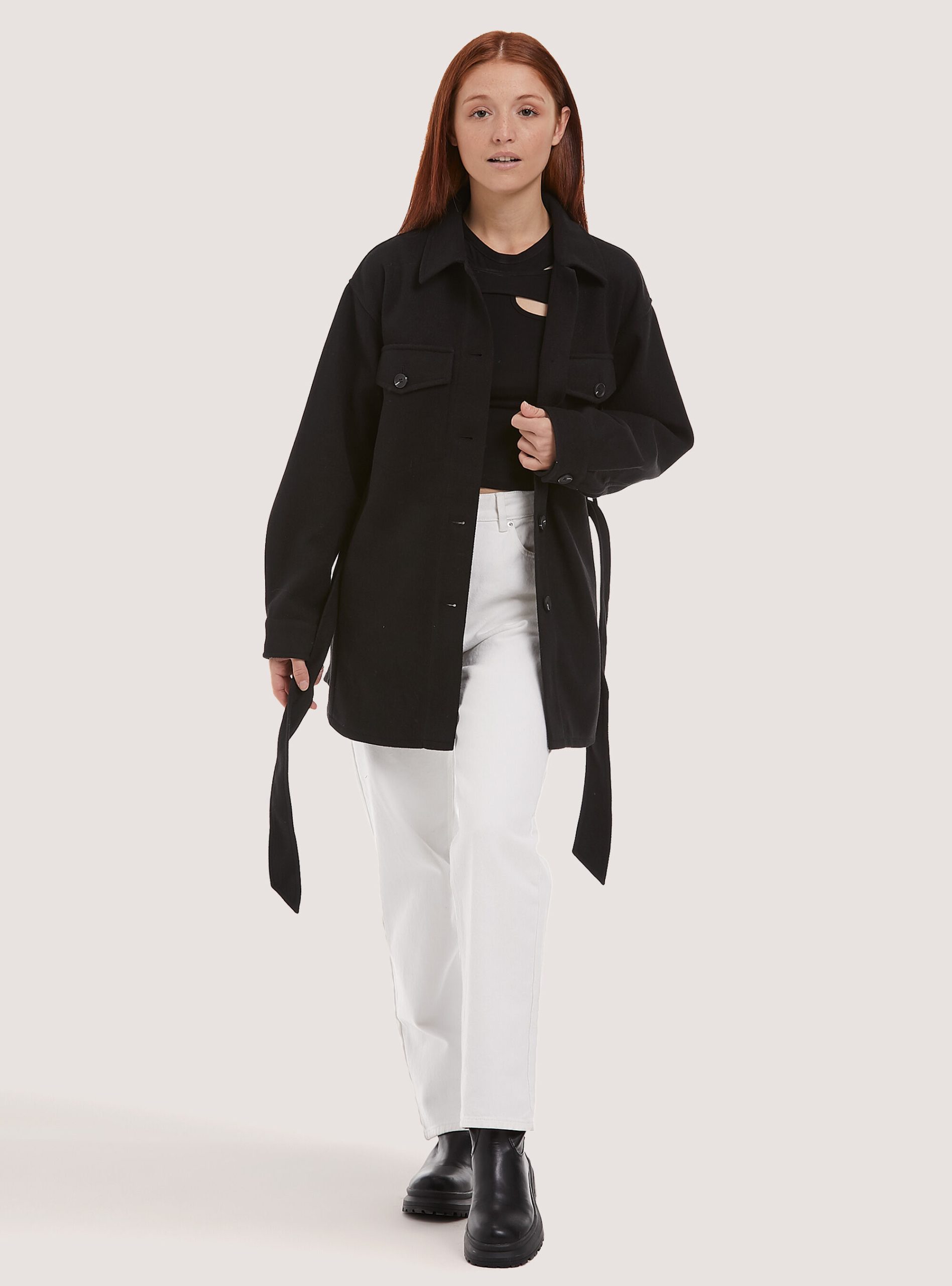 Oversize Soft Touch Shirt Jacket With Belt Empfehlen Frauen Hemden Alcott C101 Black – 2