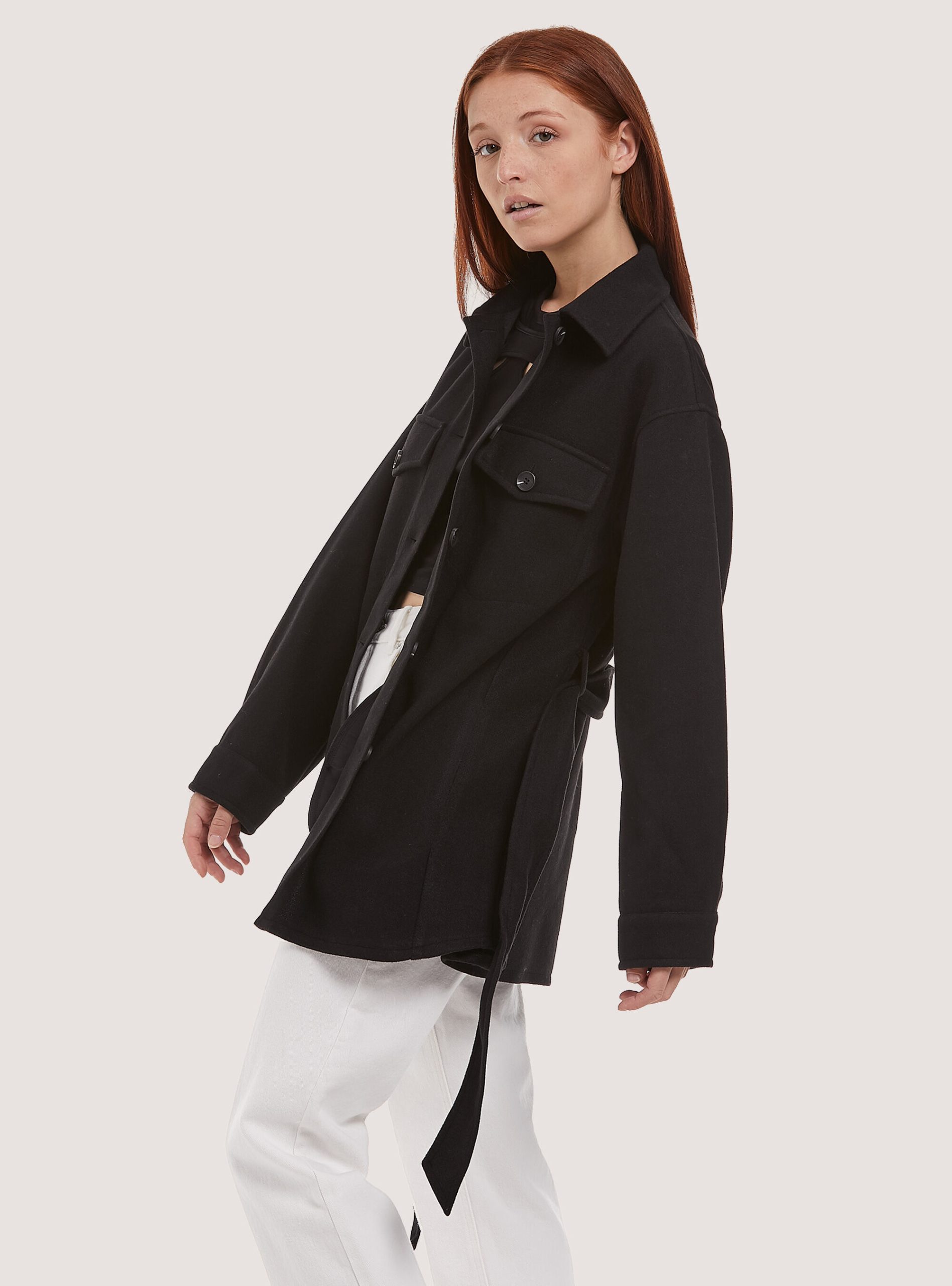 Oversize Soft Touch Shirt Jacket With Belt Empfehlen Frauen Hemden Alcott C101 Black – 1