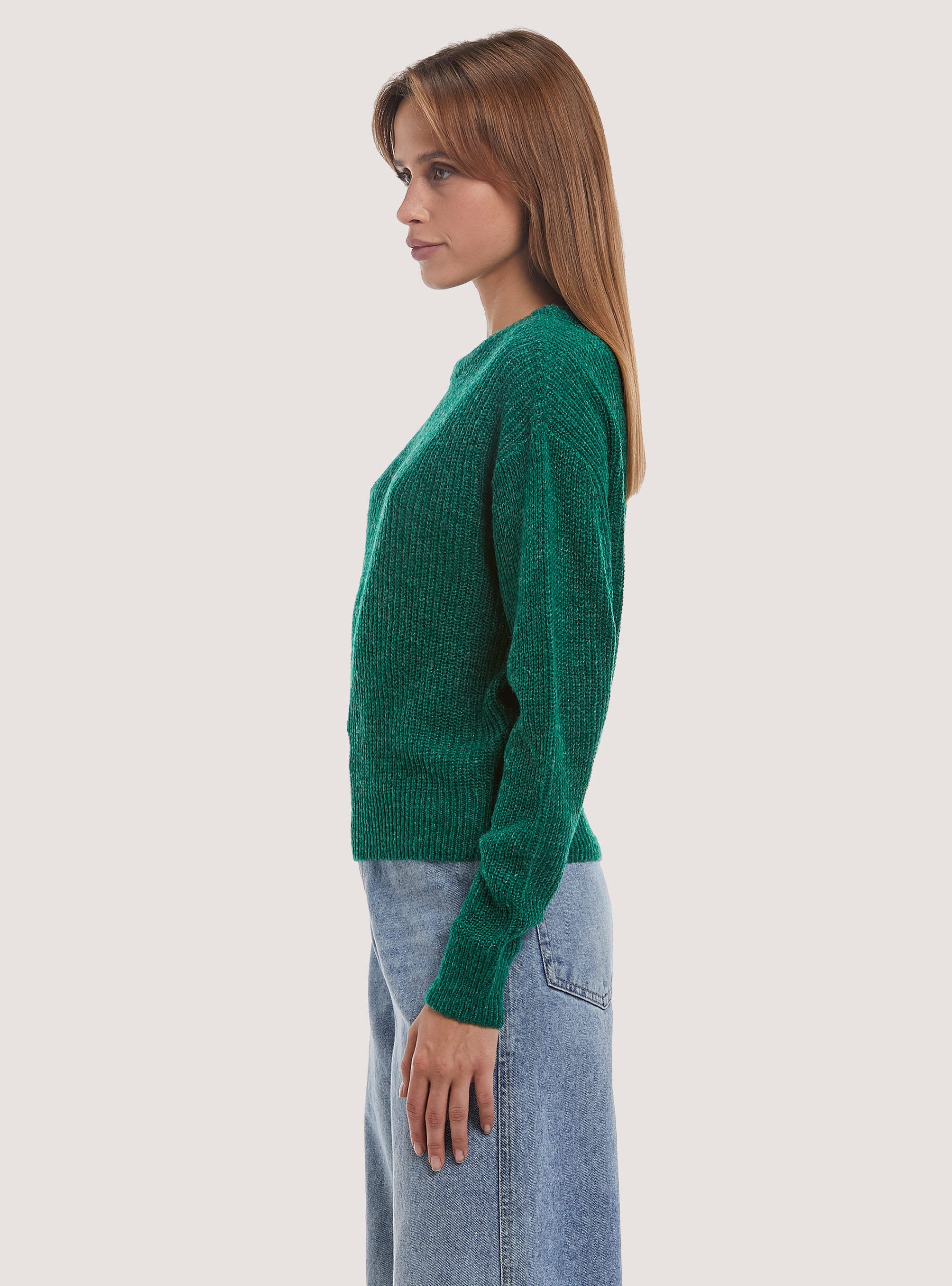 Plain-Coloured Crew-Neck Pullover Rabattaktion Frauen Alcott Gn2 Green Medium Strickwaren – 2