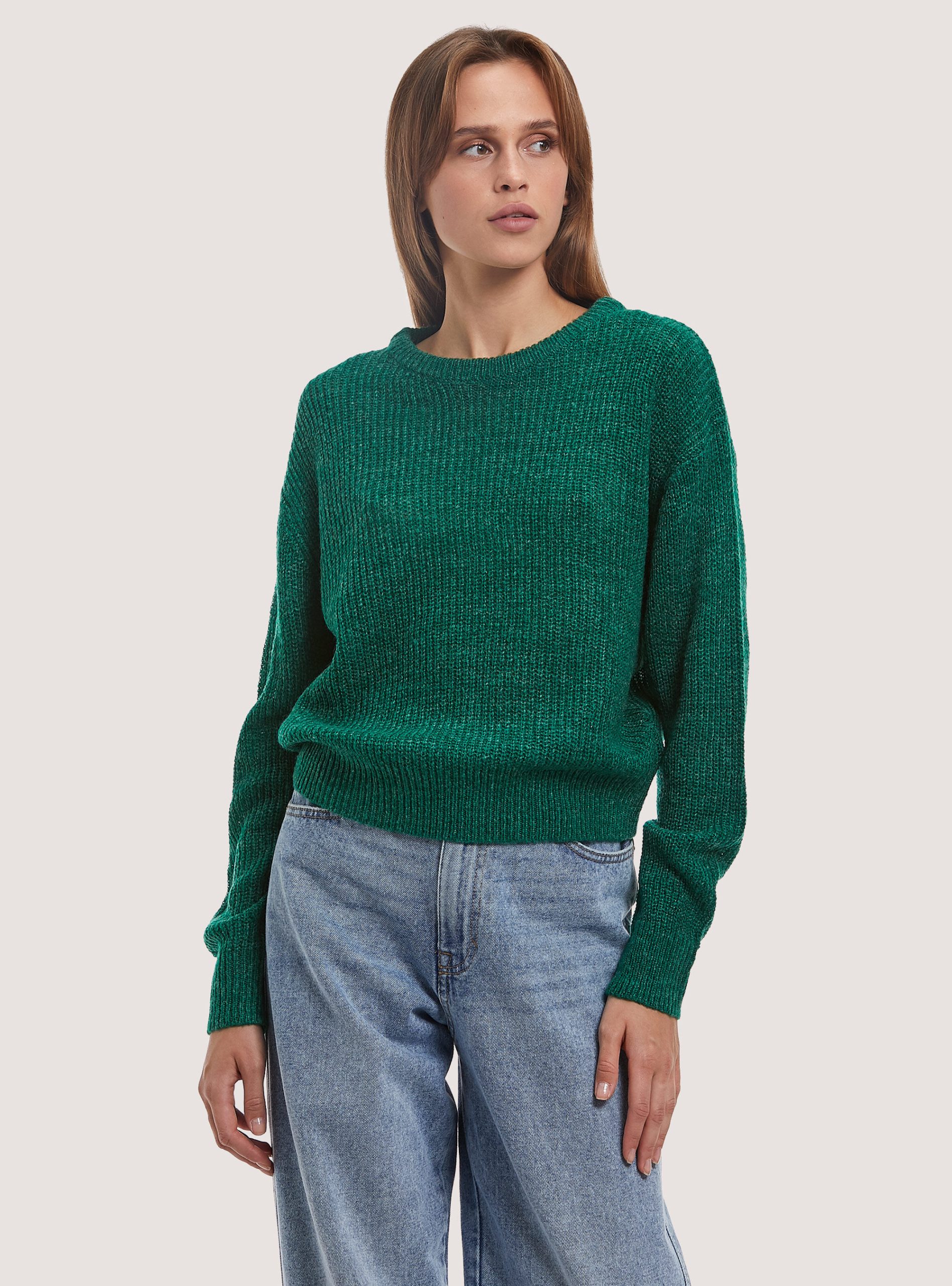 Plain-Coloured Crew-Neck Pullover Rabattaktion Frauen Alcott Gn2 Green Medium Strickwaren – 1