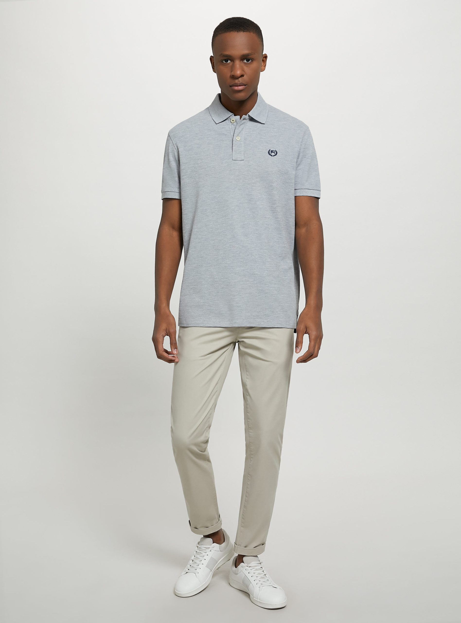 Polo Mgy2 Grey Mel Medium Verkaufen Cotton Piqué Polo Shirt With Embroidery Alcott Männer – 1