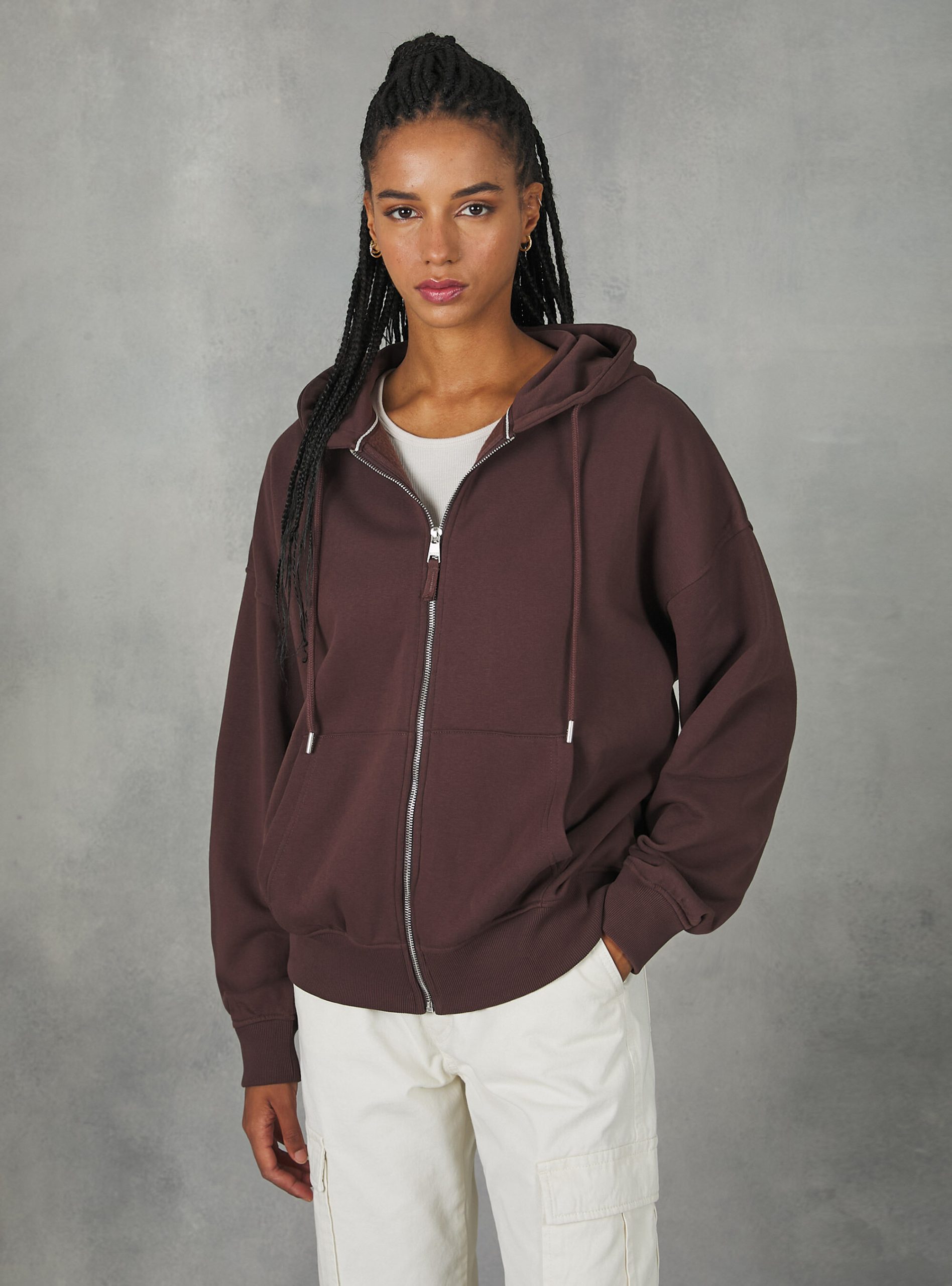 Produktqualitätsmanagement Cotton Zip Hoodie Alcott Br2 Brown Medium Sweatshirts Frauen – 2