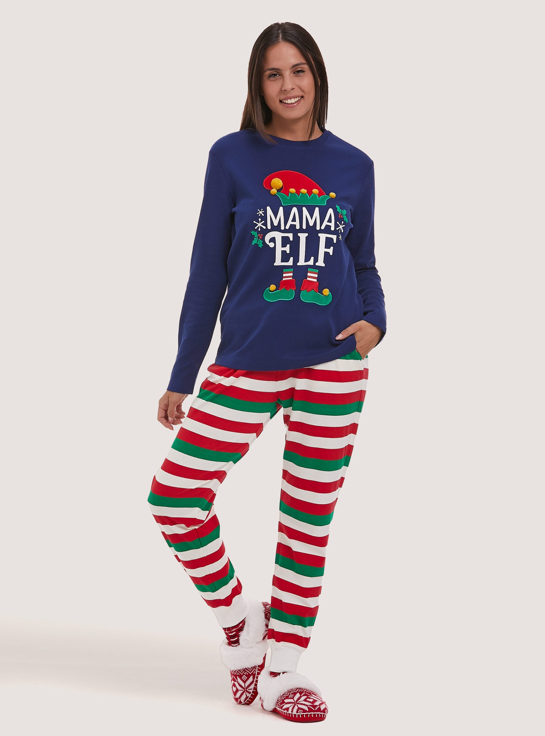 Pyjamas Elf Christmas Family Collection Alcott Bestehendes Produkt Pijamas Frauen Na1 Navy Dark – 1