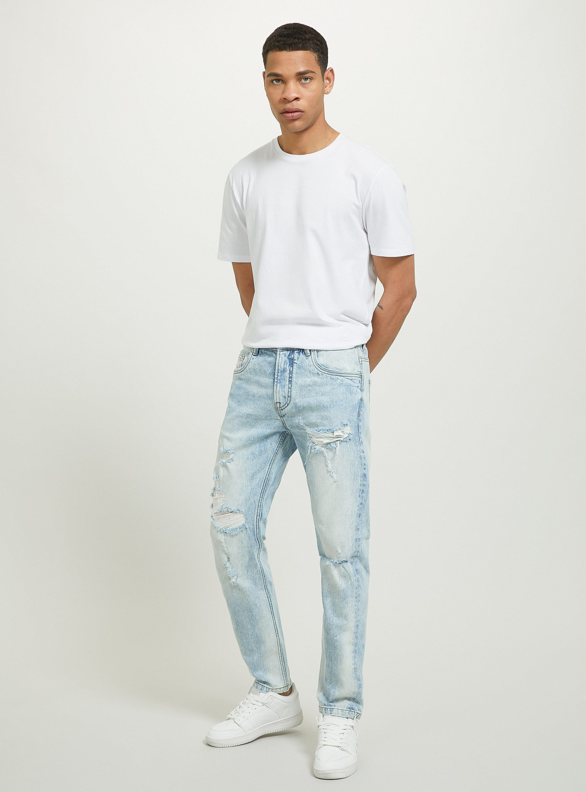 Schnäppchen Slim Fit Stretch Denim Jeans With Rips D007 Light Azure Männer Alcott Jeans – 2