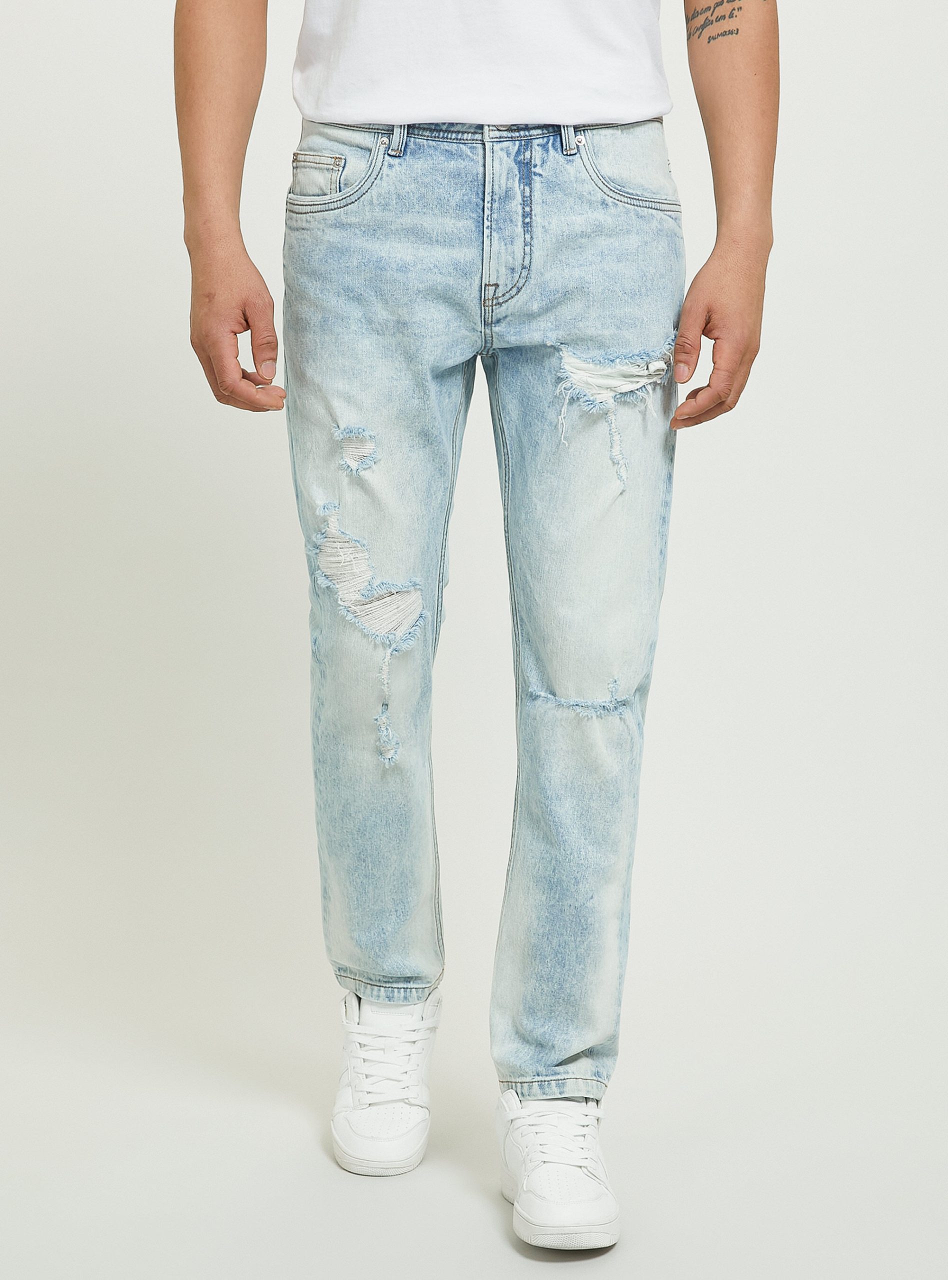 Schnäppchen Slim Fit Stretch Denim Jeans With Rips D007 Light Azure Männer Alcott Jeans – 1