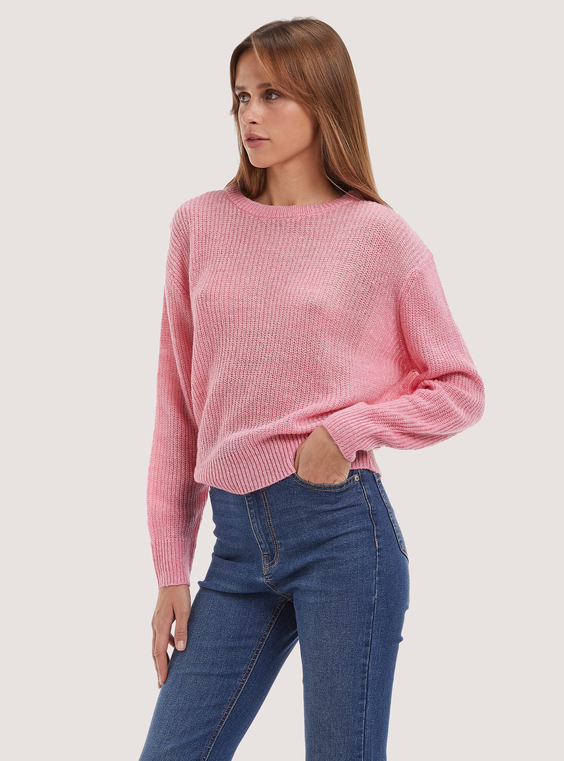 Strickwaren Mode Mpk2 Pink Mel Medium Alcott Plain-Coloured Crew-Neck Pullover Frauen – 2