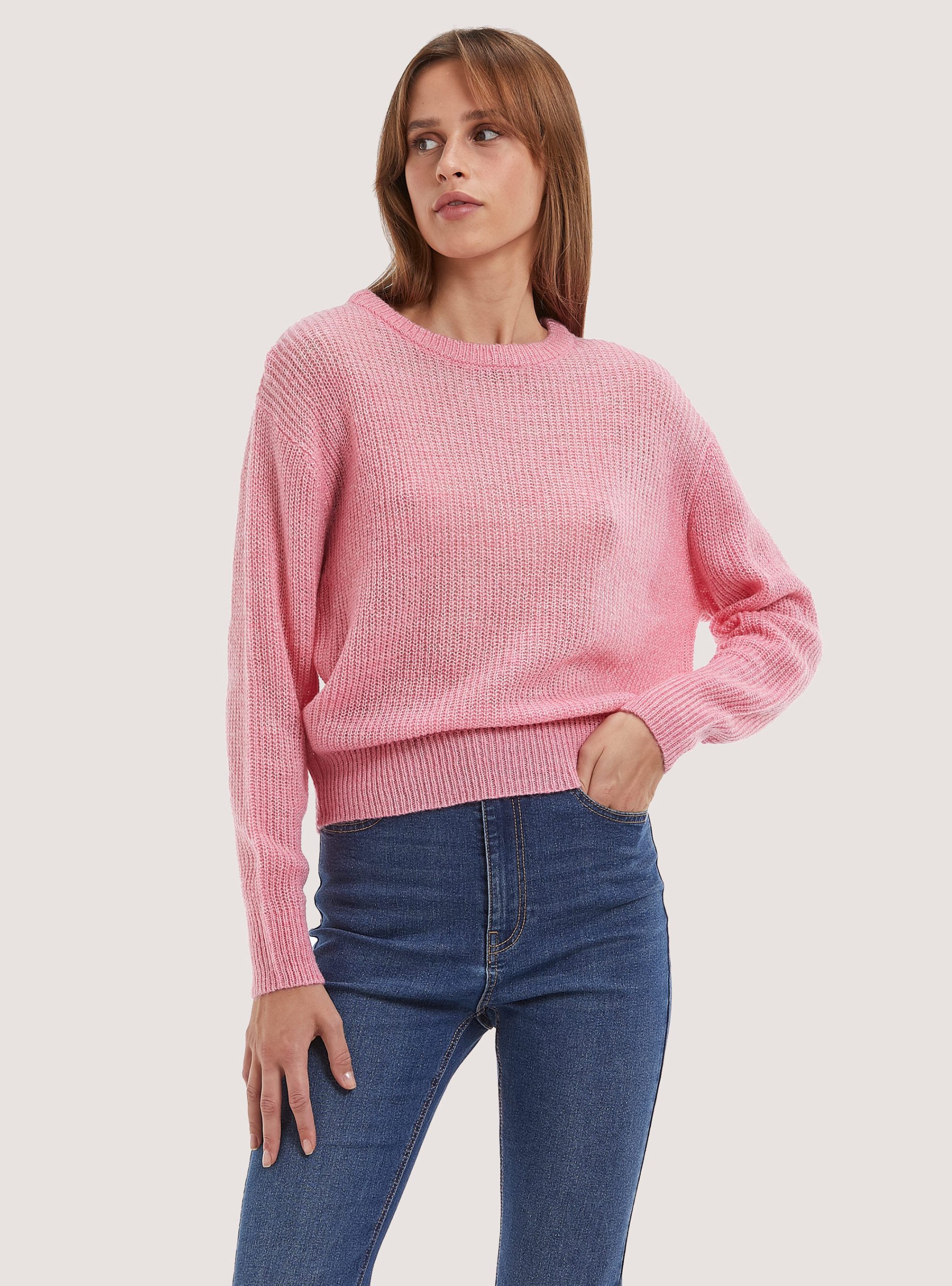 Strickwaren Mode Mpk2 Pink Mel Medium Alcott Plain-Coloured Crew-Neck Pullover Frauen – 1